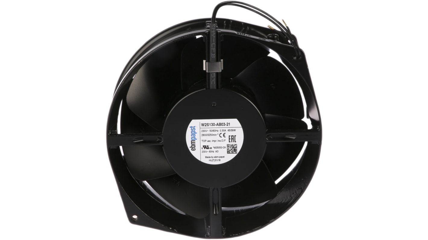 ebm-papst W2S130 Series Axial Fan, 230 V ac, AC Operation, 380m³/h, 45W, 150 x 55mm