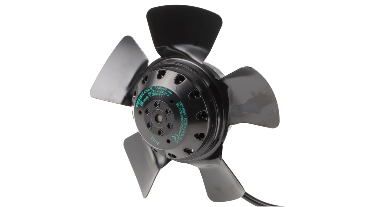 ebm-papst A Series Axial Fan, 230 V ac, 400 V ac, AC Operation, 940m³/h, 70W, 260mA Max, 195 x 73mm