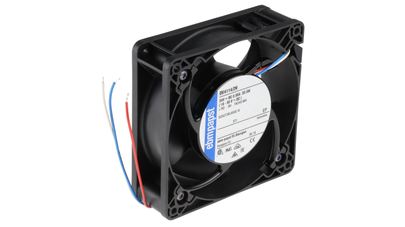 Ventilador Axial ebm-papst DV 4100 de 119 x 119 x 38mm, 24 V dc, 20.5W, 6000rpm, caudal 280m³/h, 61dB