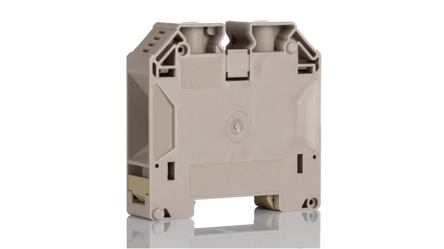 Weidmüller W Series Dark Beige Feed Through Terminal Block, 10 → 70mm², 1-Level, Screw Termination