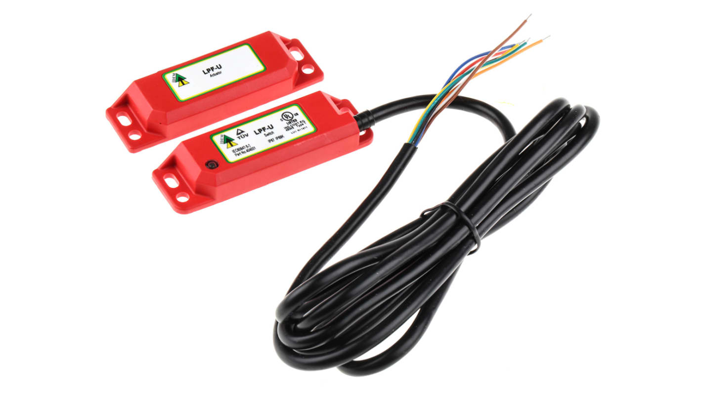 IDEM LPF-RFID-U Series Magnetic, RFID Non-Contact Safety Switch, 24V dc, Plastic Housing, 2NC, 2m Cable