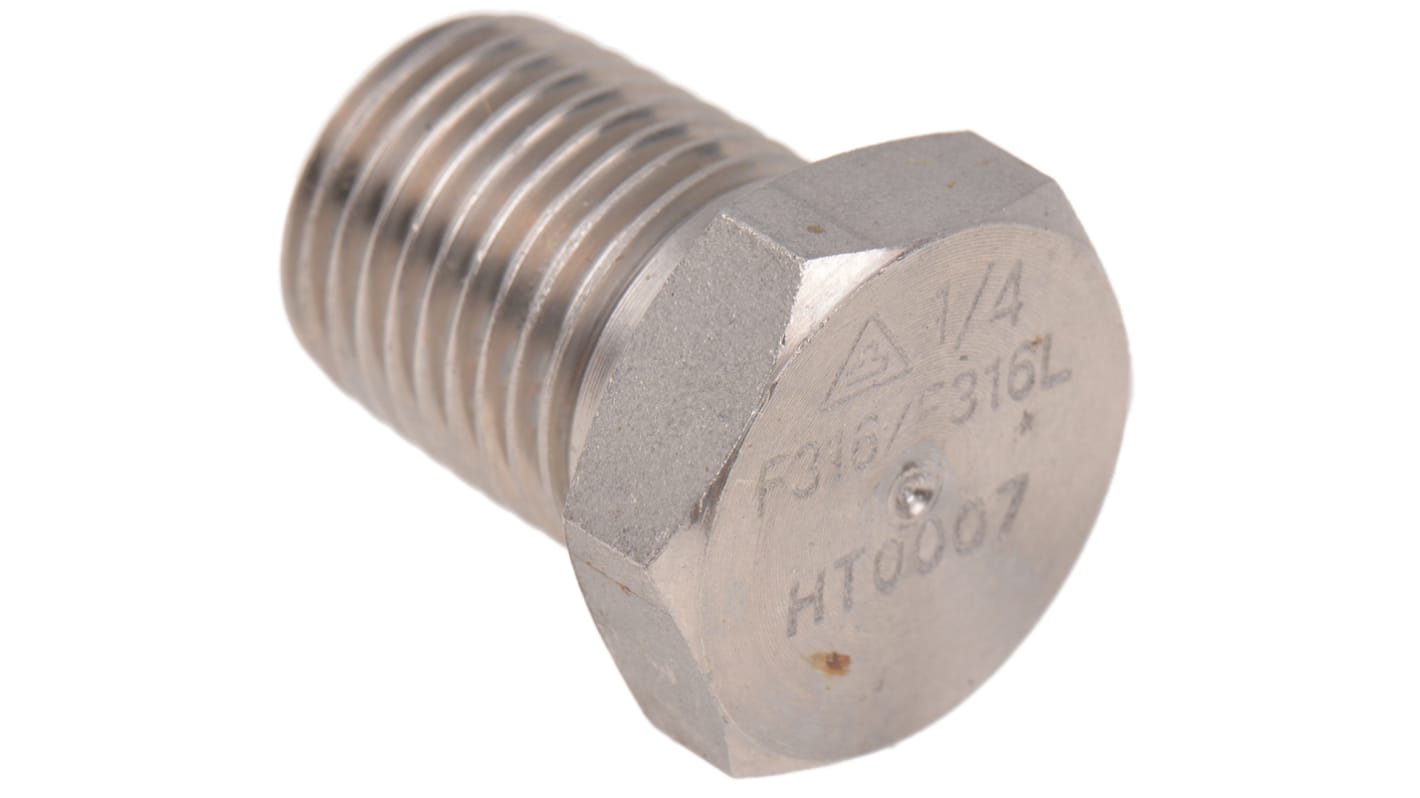 RS PRO Edelstahl-Rohrverschraubung Sechskant-Stecker Gerade, R 1/4Zoll 17.018mm