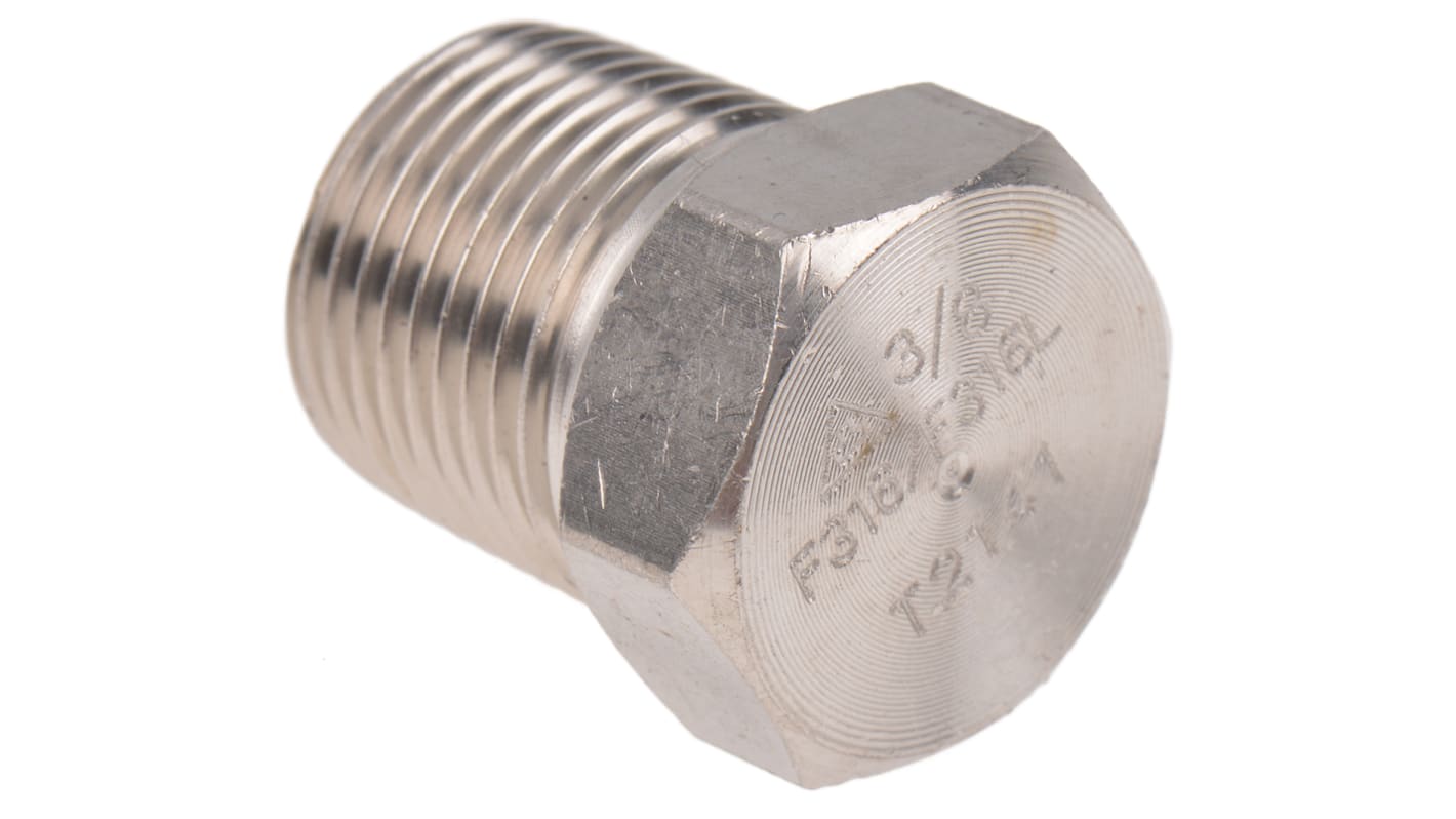 RS PRO Stainless Steel Pipe Fitting, Straight Hexagon Hexagon Plug, Male R 3/8in