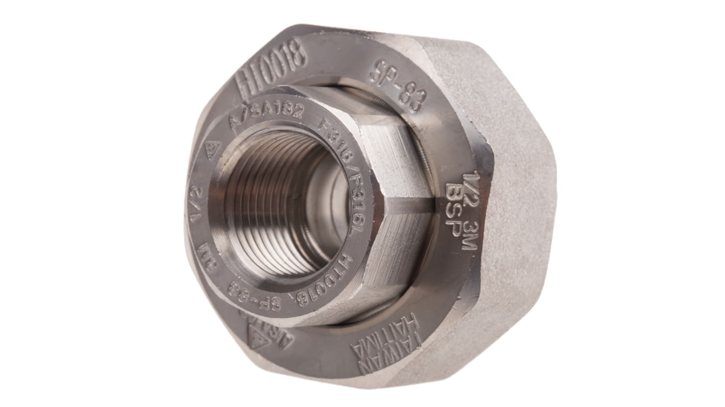 RS PRO Stainless Steel Pipe Fitting, Straight Octagon Union, Female Rc 1/2in x Female Rc 1/2in