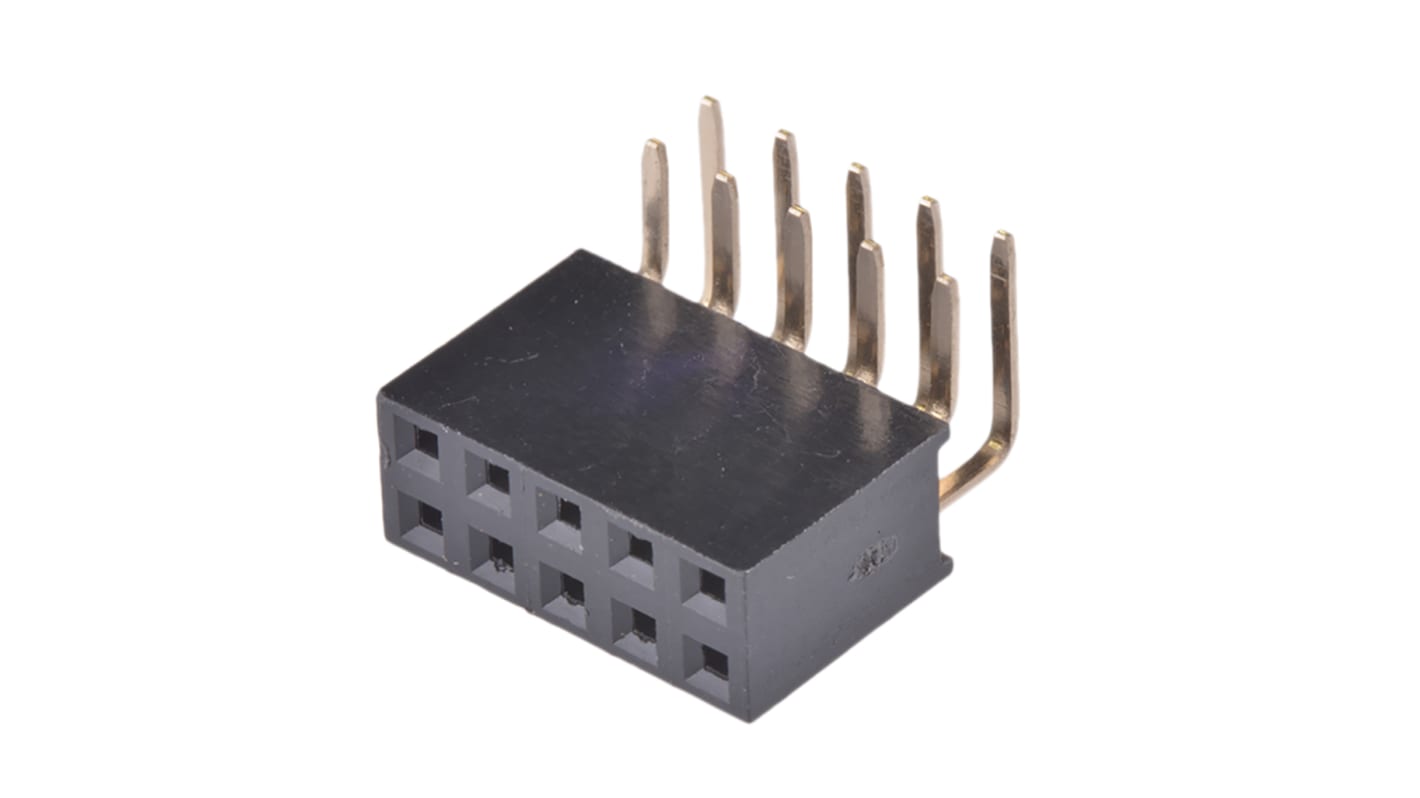 Conector hembra para PCB Ángulo de 90° Wurth Elektronik serie WR-PHD, de 10 vías en 2 filas, paso 2.54mm, 250,0 V.,