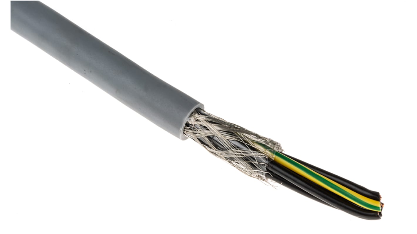 Cable de control apantallado RS PRO de 7 núcleos, 1 mm², Ø ext. 8.6mm, long. 50m, 300/500 V, 15 A, funda de PVC