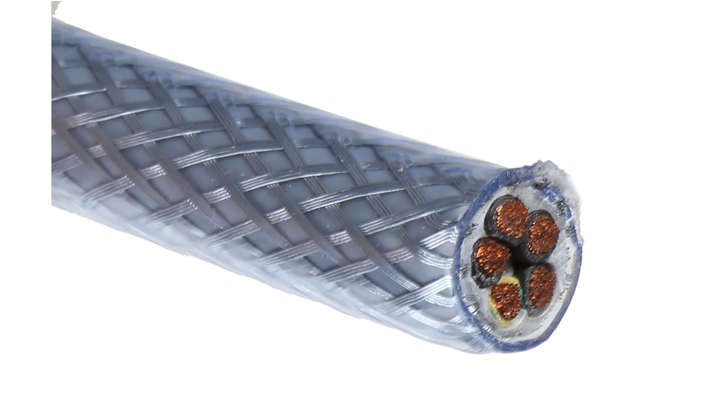 RS PRO Control Cable, 5 Cores, 6 mm², SY, Screened, 50m, Transparent ...