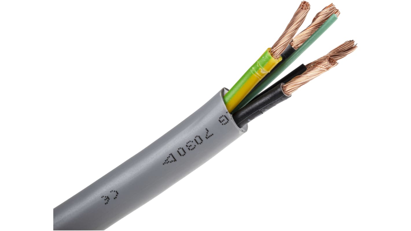 RS PRO Control Cable 4 magos 6 mm², 44 A, 300/500 V, Nem árnyékolt, PVC köpeny, külső Ø: 13mm, 50m