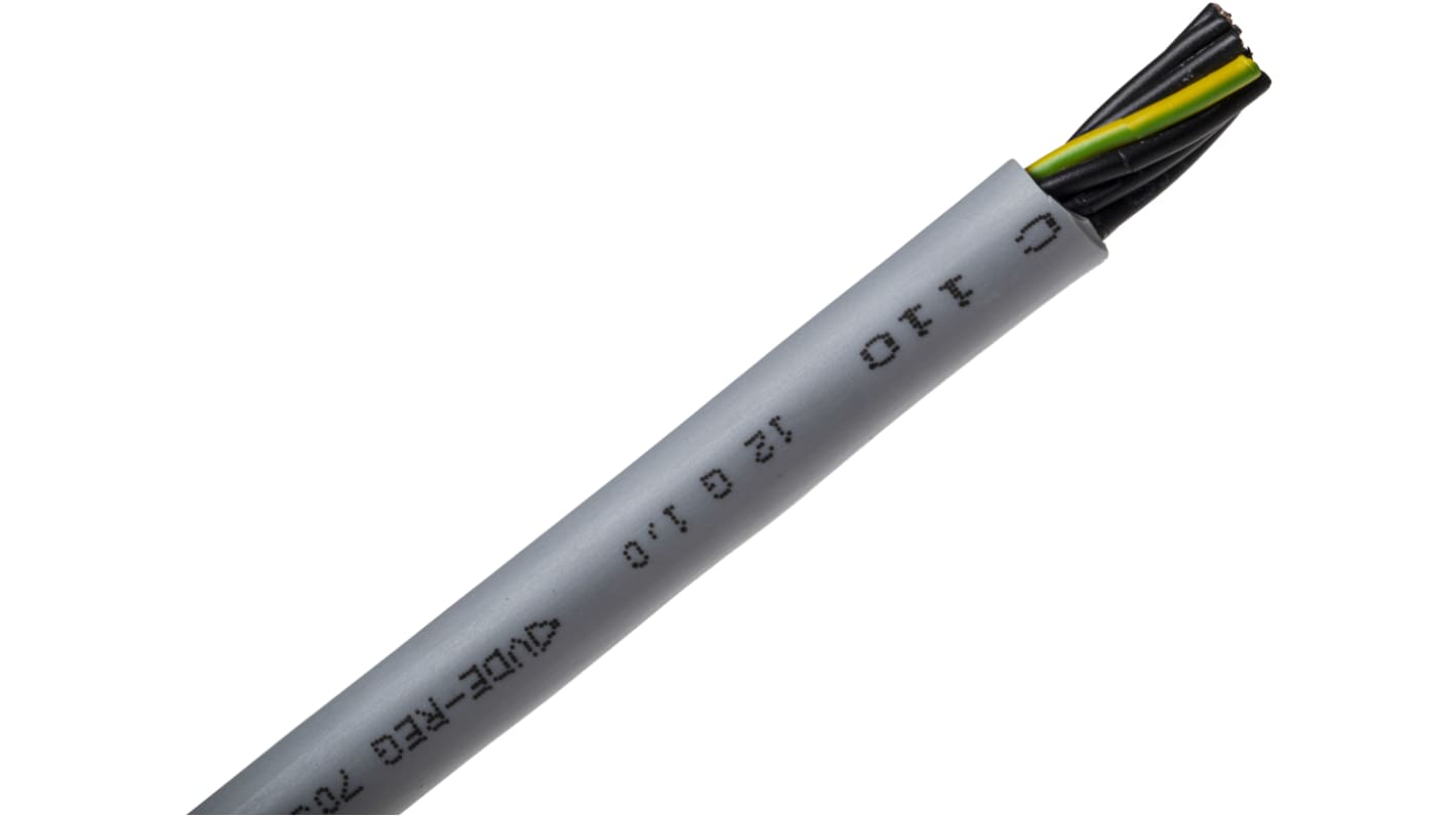 RS PRO Control Cable, 12 Cores, 1 mm², YY, Unscreened, 50m, Grey PVC Sheath, 17 AWG