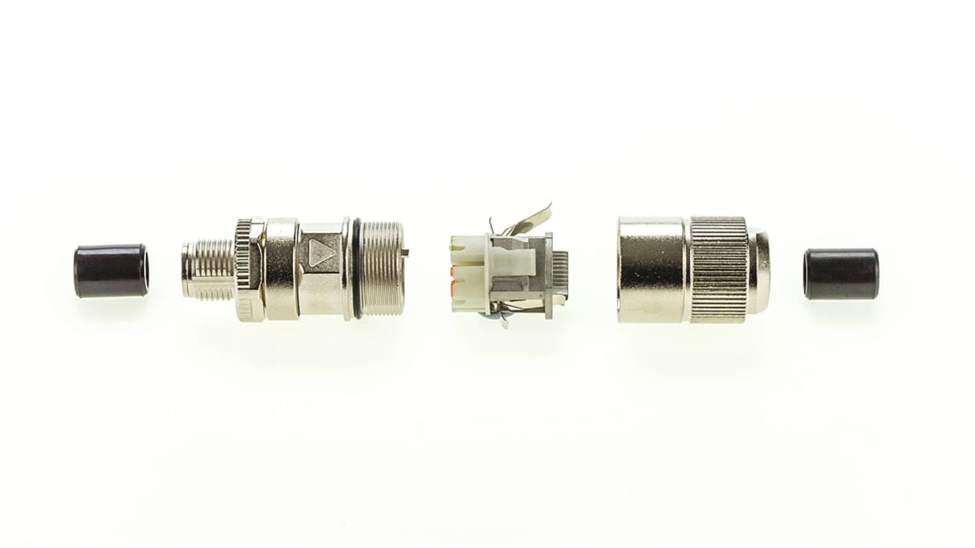 Telegartner Circular Connector, 8 Contacts, Cable Mount, M12 Connector, Plug, Male to Female, IP67, M12 Series