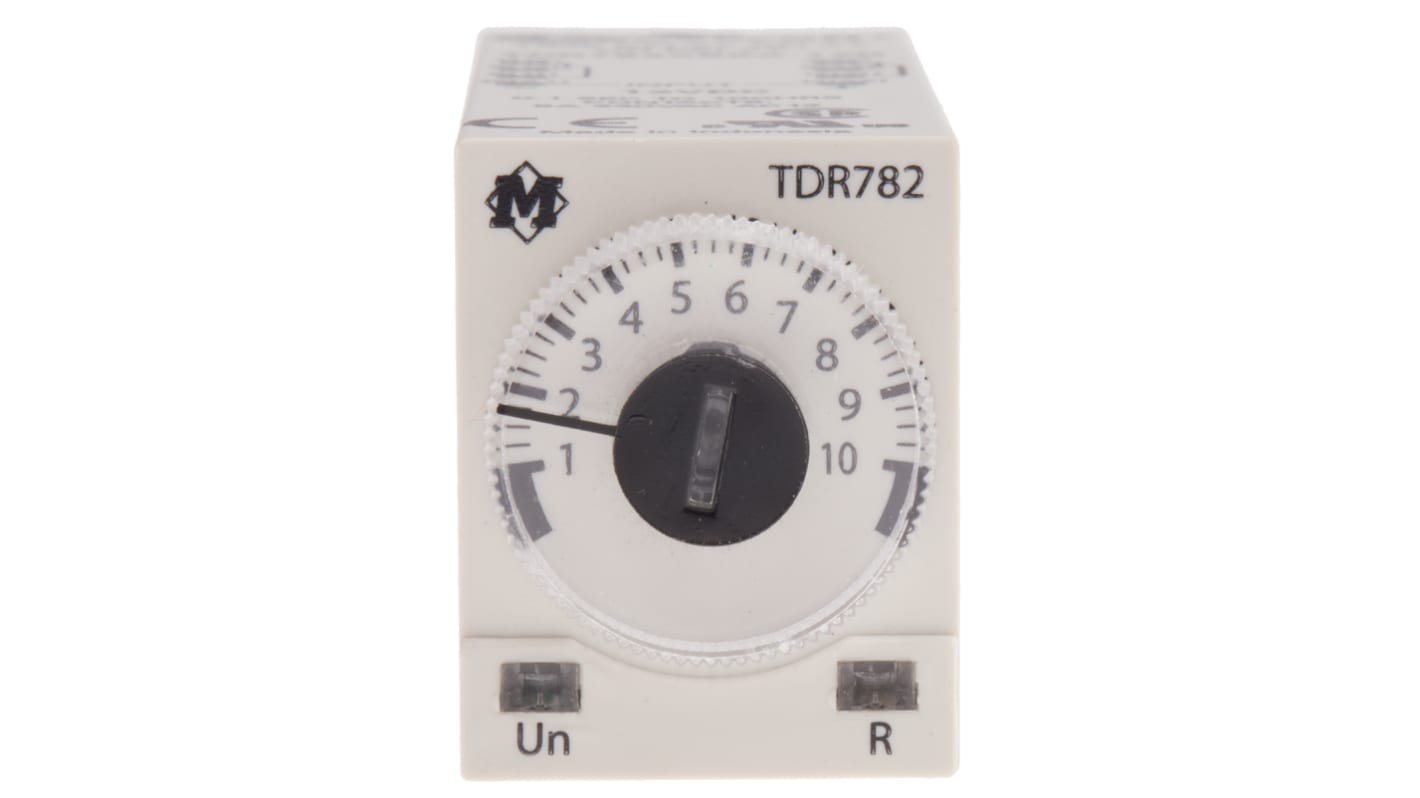 Temporizador monofunción Schneider Electric, 12V dc, 5A, 2 contactos, DPDT, tempo. 0.1 s → 100h