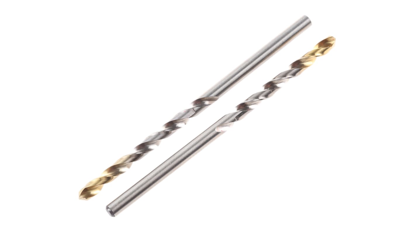 Dormer A002S Series HSS-TiN Twist Drill Bit for Stainless Steel, 3mm Diameter, 61 mm Overall