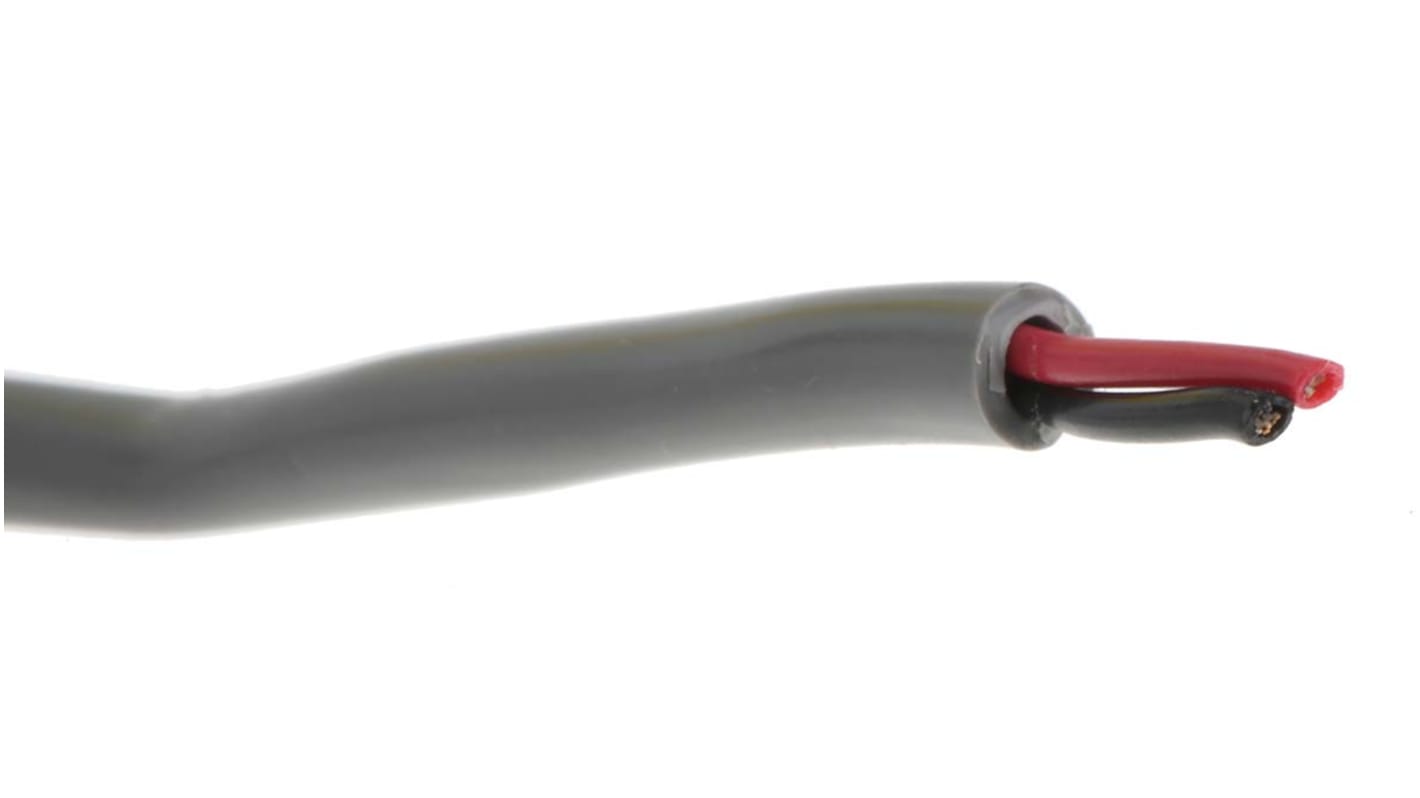Alpha Wire Alpha Essentials Communication & Control Control Cable, 2 Cores, 0.35 mm², Unscreened, 30m, Grey PVC Sheath,