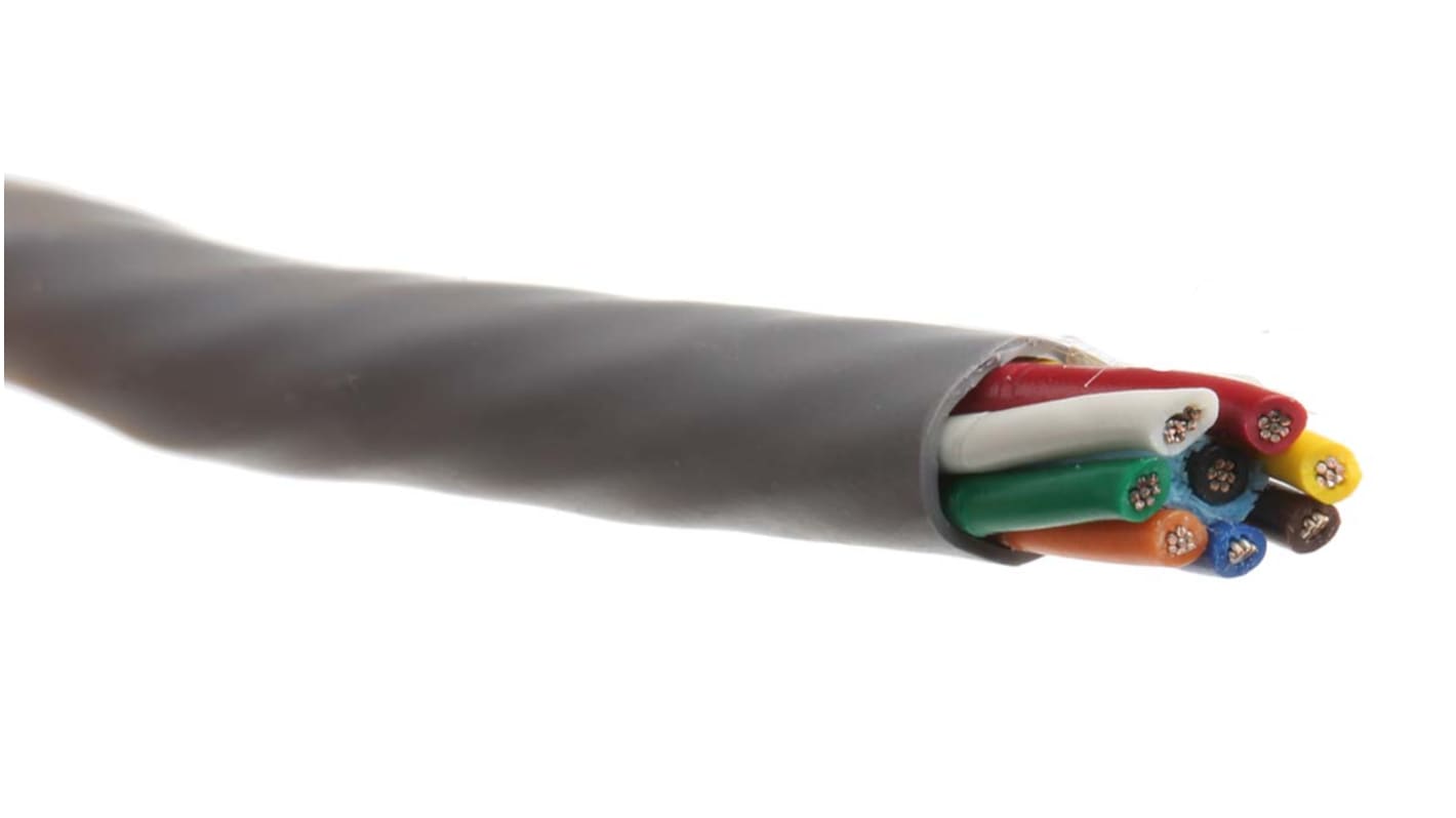 Alpha Wire Alpha Essentials Communication & Control Control Cable, 8 Cores, 0.56 mm², Unscreened, 30m, Grey PVC Sheath,