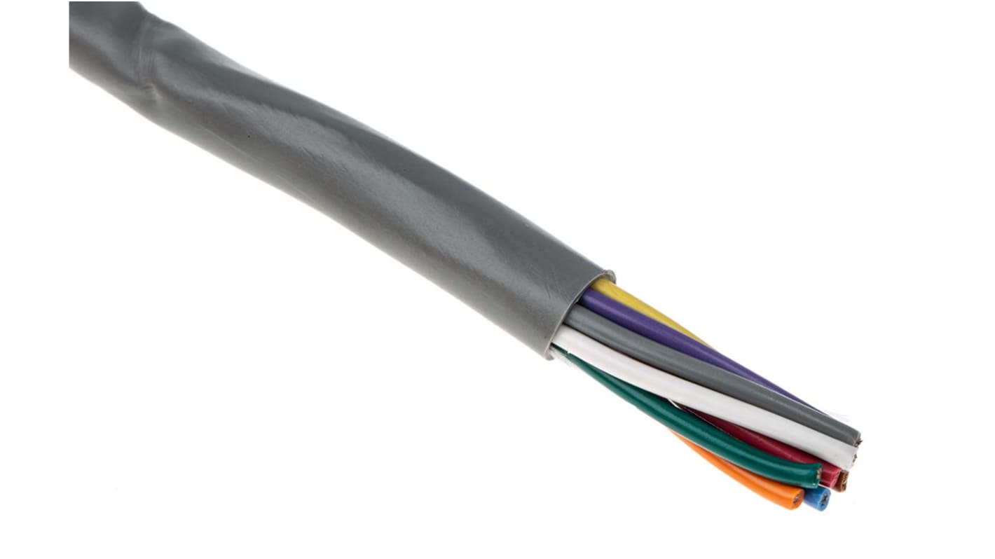 Alpha Wire Alpha Essentials Control Cable, 10 Cores, 0.56 mm², Unscreened, 30m, Grey PVC Sheath, 20 AWG