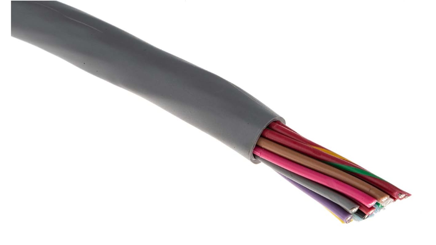 Alpha Wire Alpha Essentials Control Cable, 15 Cores, 0.56 mm², Unscreened, 30m, Grey PVC Sheath, 20 AWG
