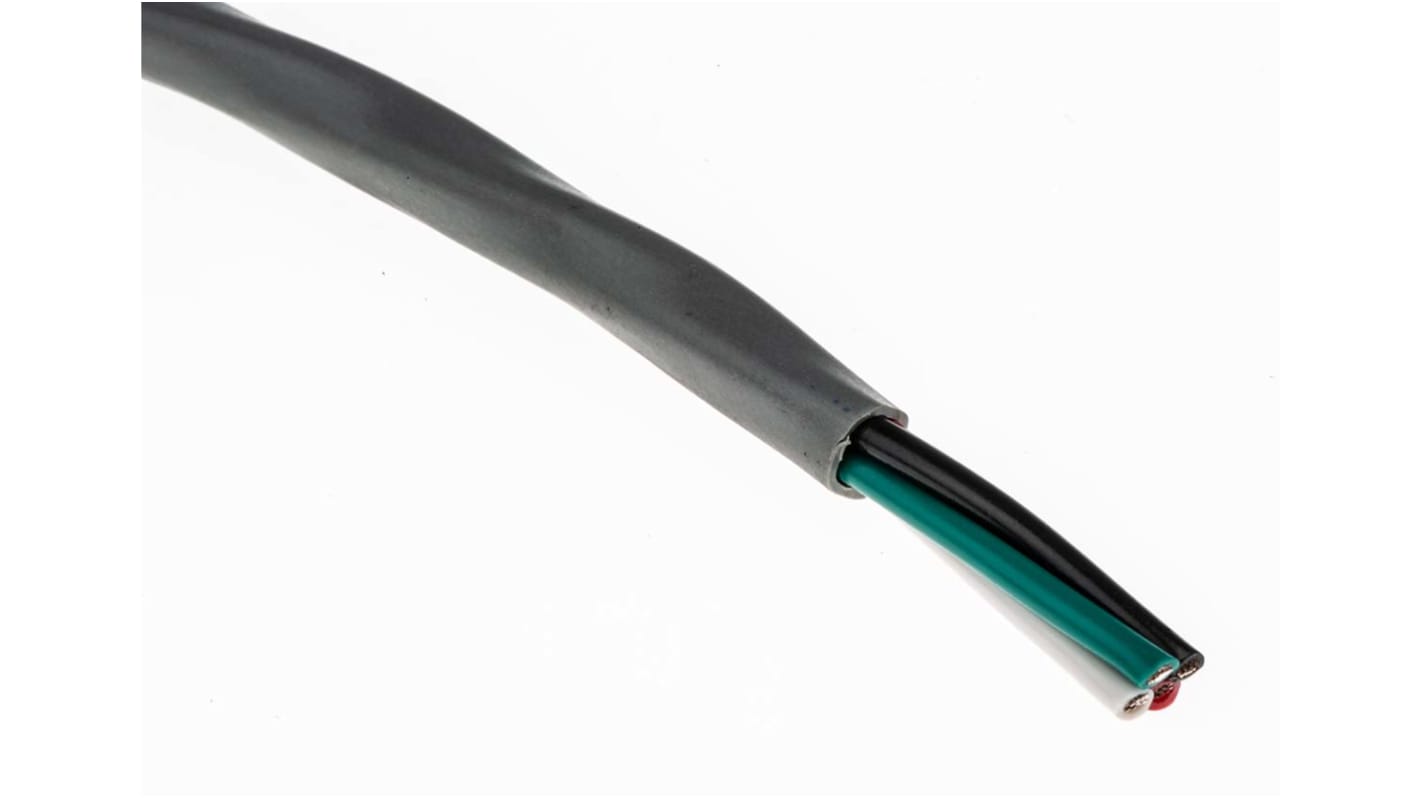 Alpha Wire Alpha Essentials Communication & Control Control Cable, 4 Cores, 0.81 mm², Unscreened, 30m, Grey PVC Sheath,