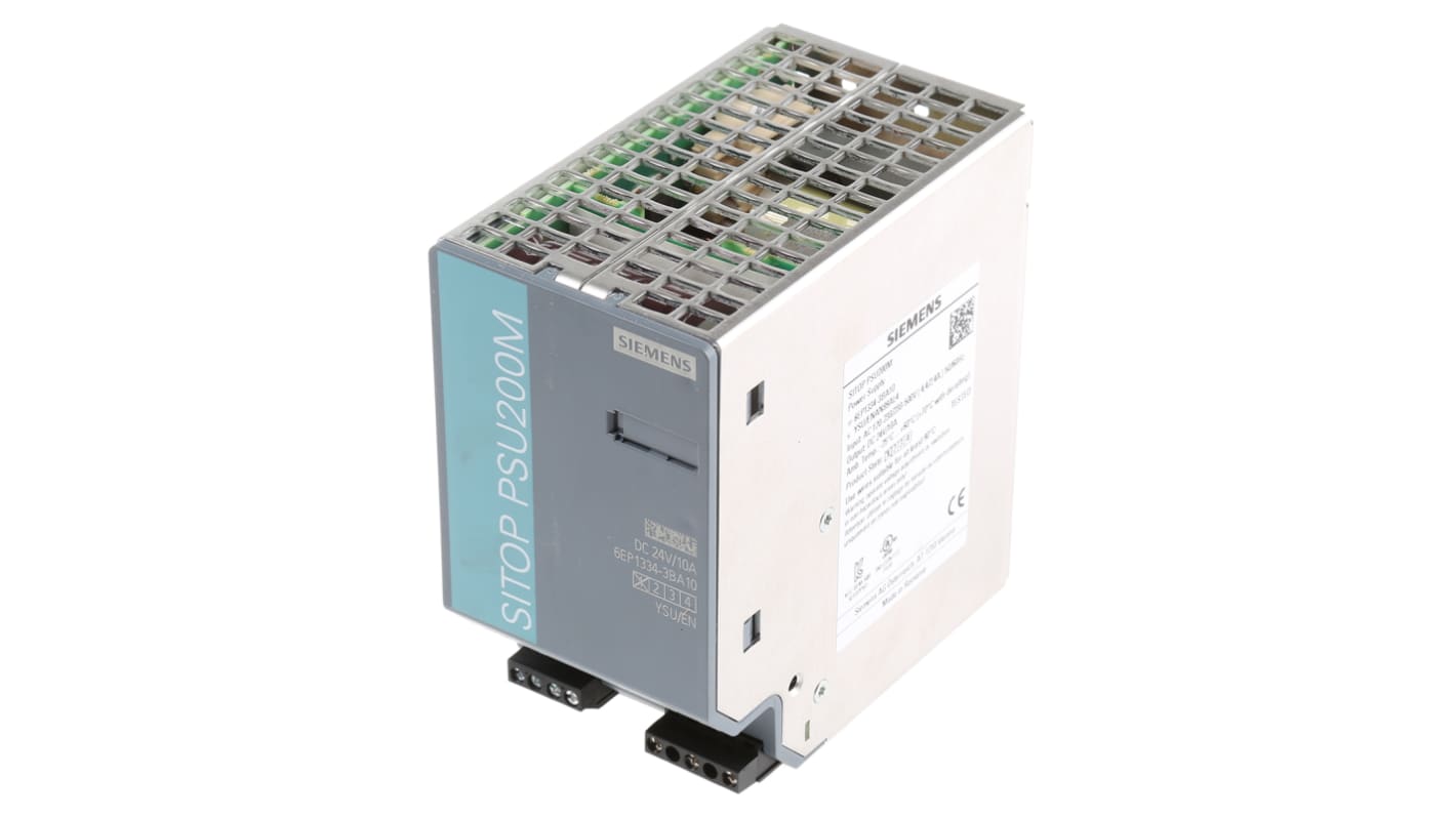 Siemens SITOP PSU200M Switch Mode DIN Rail Power Supply, 85 → 264V ac ac Input, 24V dc dc Output, 10A Output,