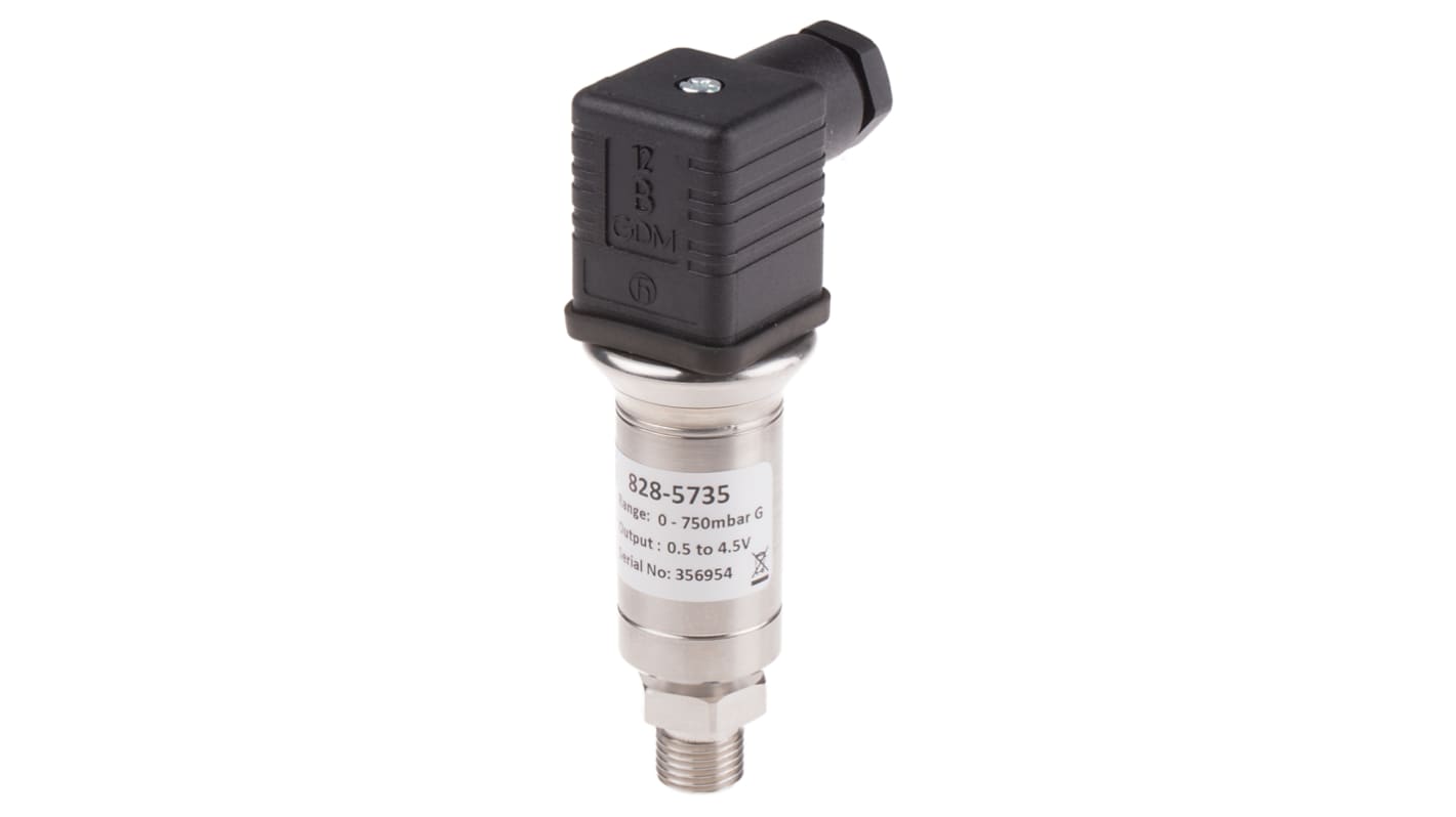 Sensor de presión manométrica RS PRO, 0bar → 0.75bar, G1/4, 9 → 32 V dc, salida Tensión, para Aceite, agua, IP65