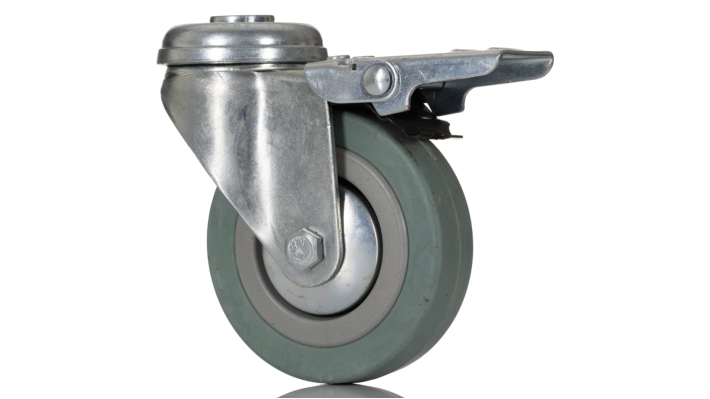 Roulette industrielle Pivotant avec frein RS PRO, Acier, Ø 75mm, 70kg