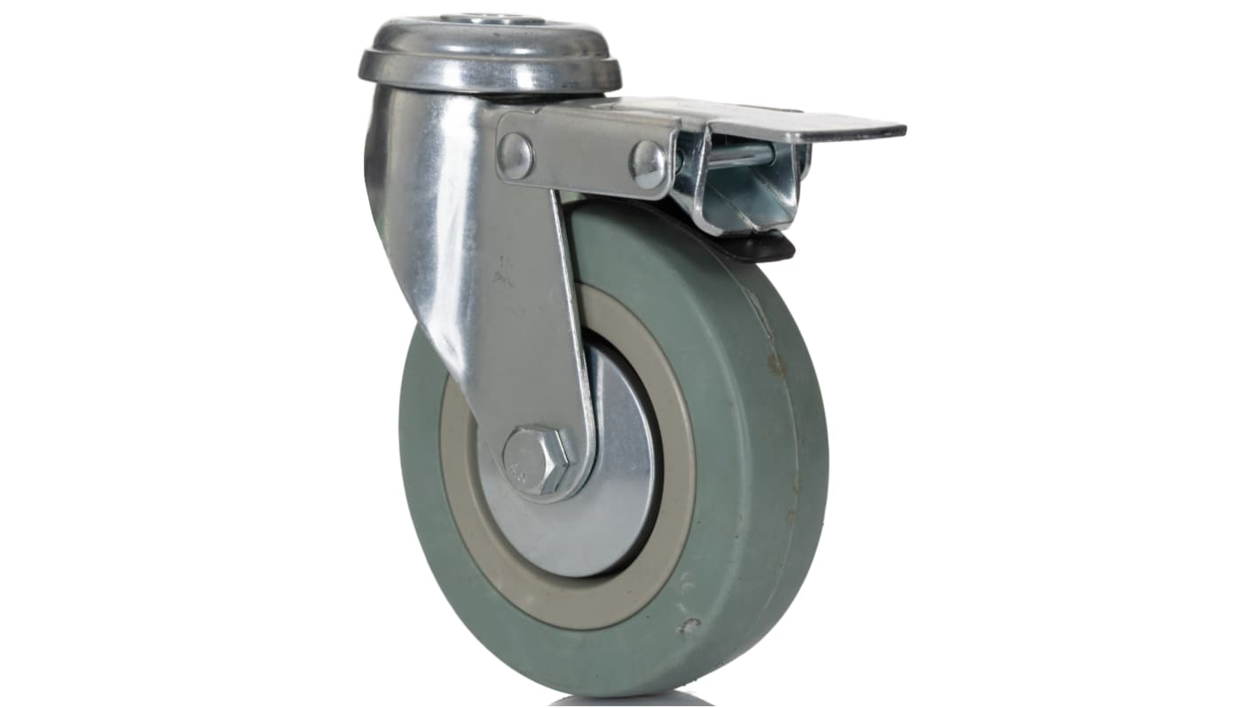 RS PRO Braked Swivel Castor Wheel, 80kg Capacity, 100mm Wheel