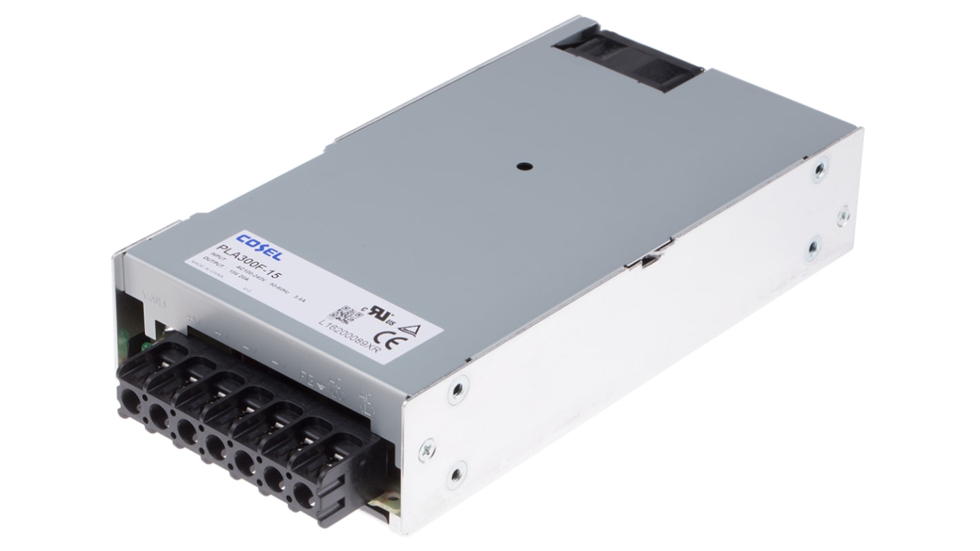 Cosel Switching Power Supply, PLA300F-15, 15V dc, 20A, 300W, 1 Output, 85 → 264V ac Input Voltage