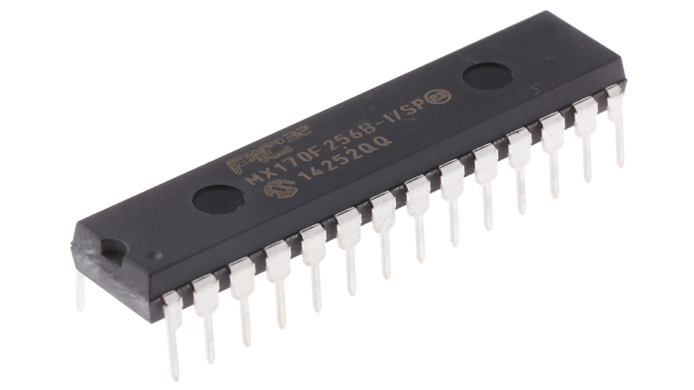 Microcontrolador Microchip PIC32MX170F256B-I/SP, núcleo PIC de 32bit, RAM 64 kB, 50MHZ, SPDIP de 28 pines