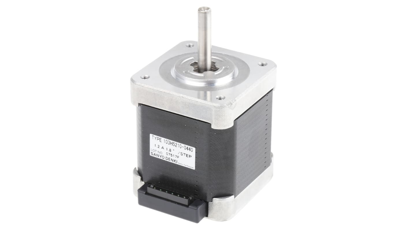 Sanyo Denki SANMOTION Hybrid 1.8° Schrittmotor 24V / 1,2 A 0.37Nm 6-adrig, 42 x 42mm Wellen-Ø 5mm