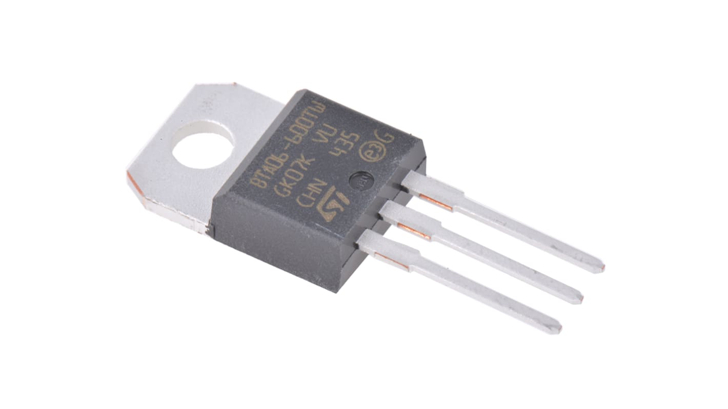 STMicroelectronics TRIAC 6A TO-220AB THT Gate Trigger 1.3V 5mA, 800V, 600V 3-Pin