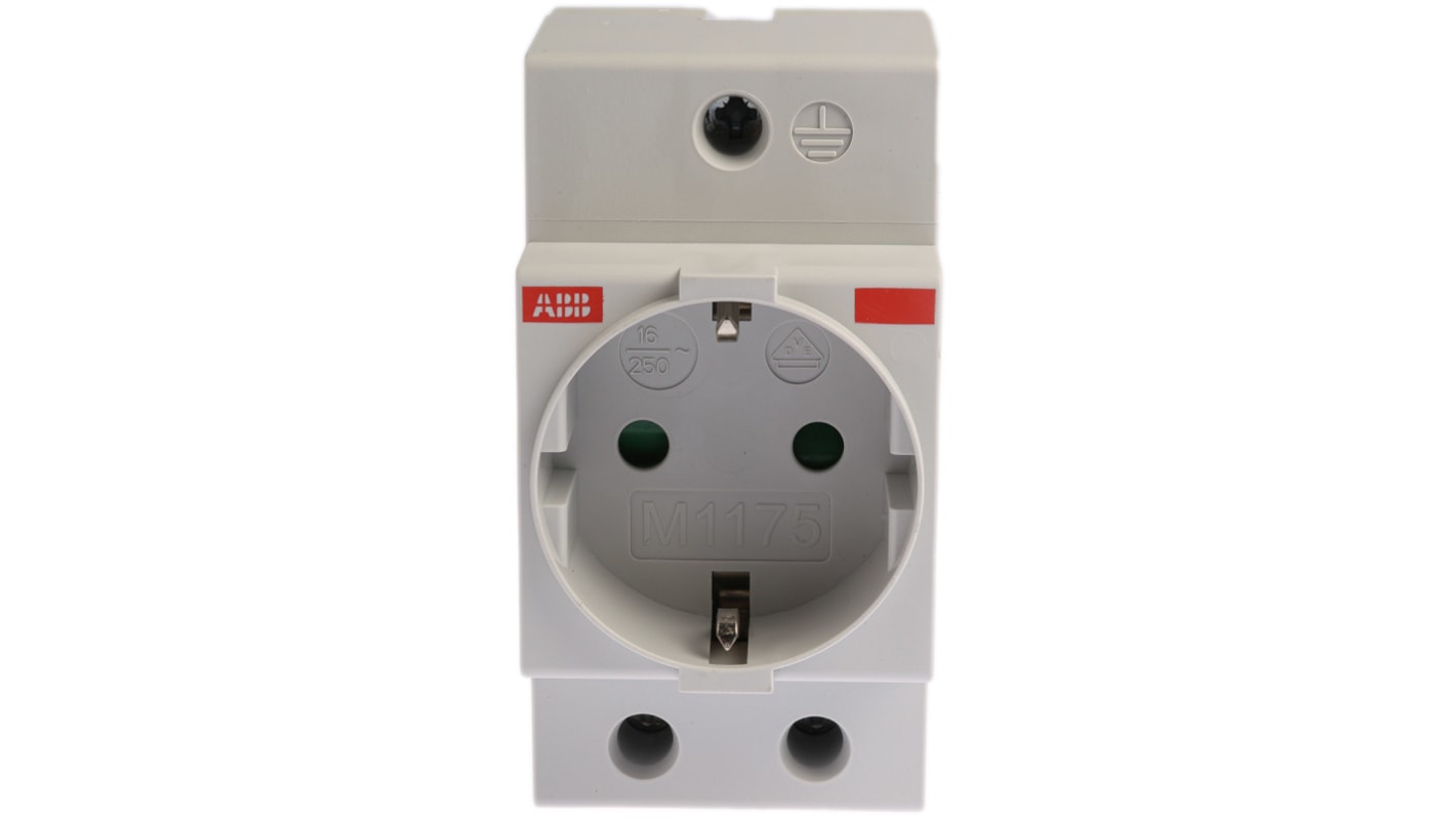 ABB Grey 1 Gang Plug Socket, 16A, Type F - German Schuko, Indoor Use