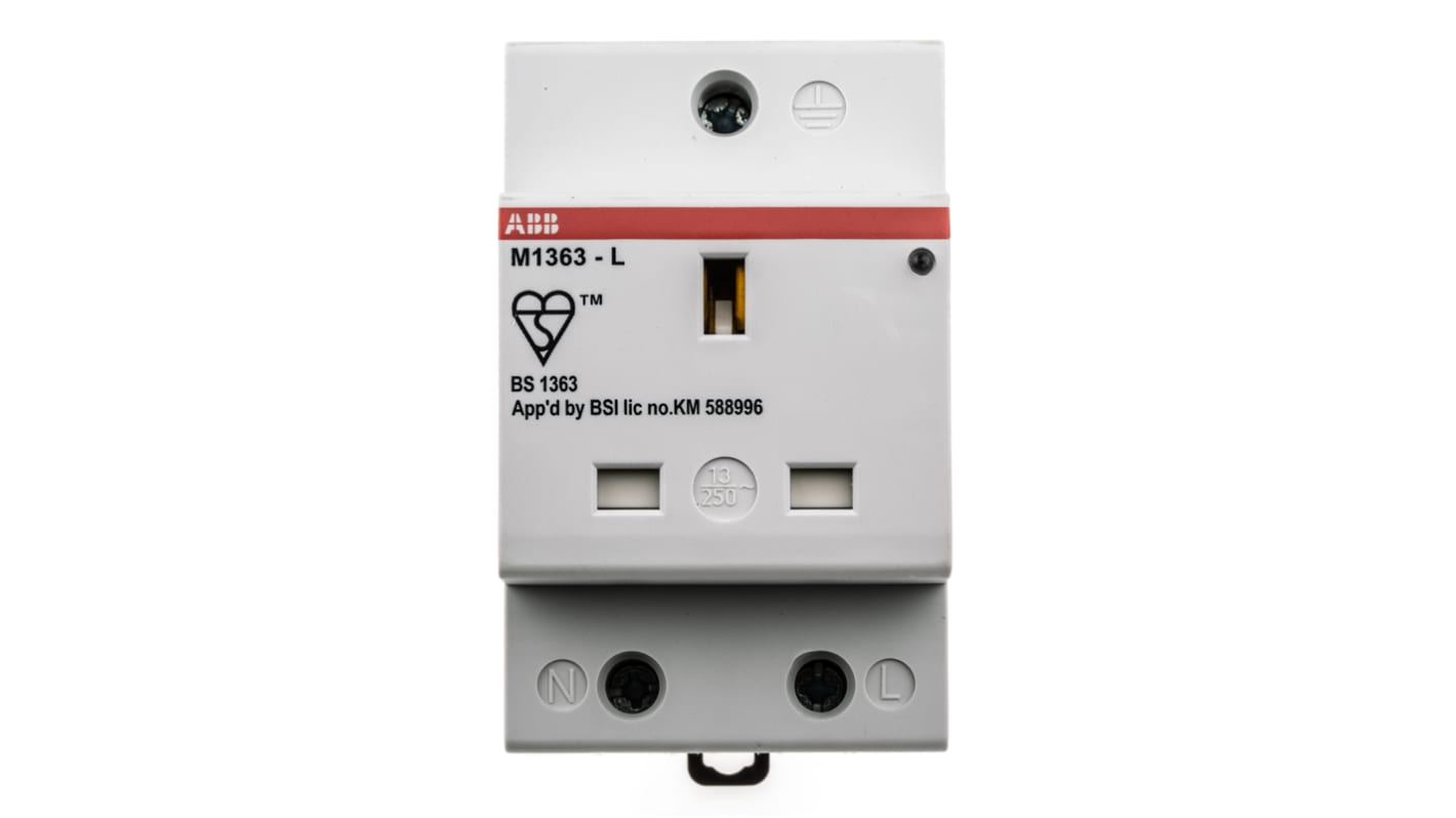 Toma eléctrica ABB, Gris, sin interruptor Interior, 13A, IP20, IP30 250 V