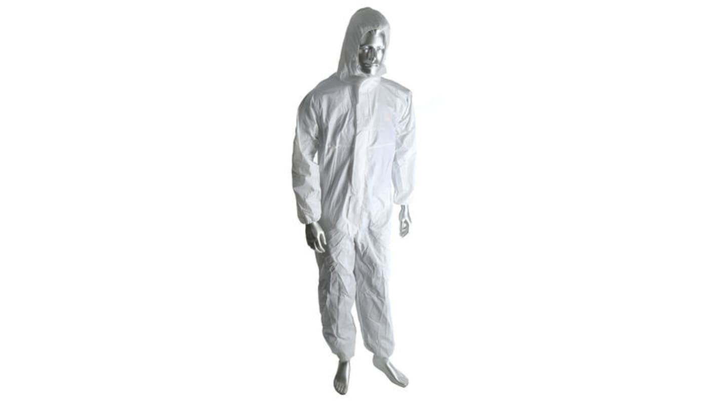 Mono desechable Unisex RS PRO de color Blanco, talla XL, propiedades: Para salas blancas