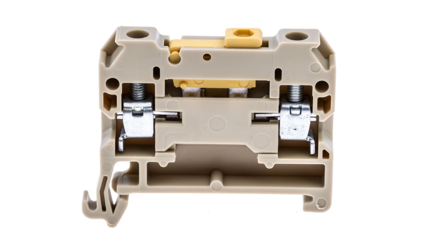 Weidmuller SAK Series Beige, Yellow DIN Rail Terminal Block, 4mm², 1-Level, Screw Termination