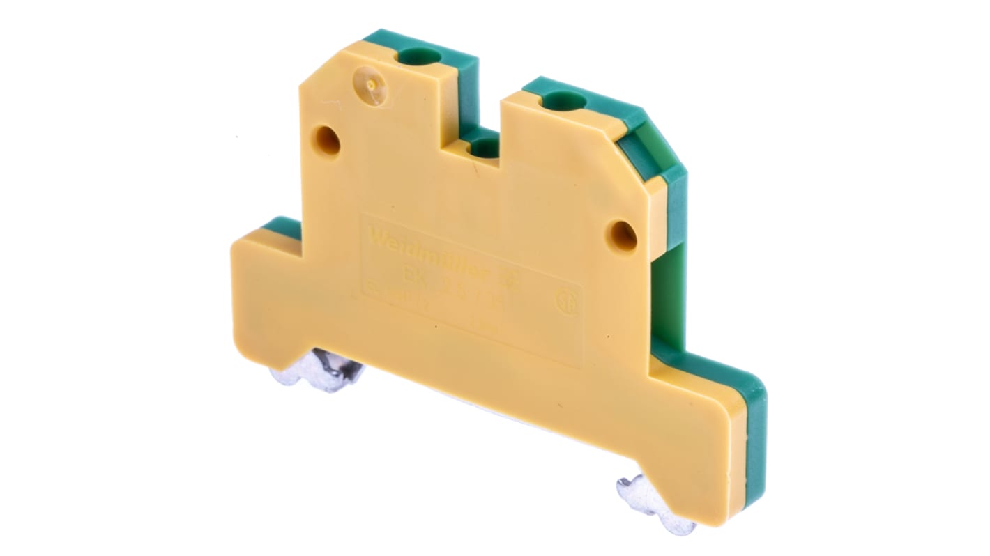 Weidmuller SAK Series Green, Yellow PE Terminal, 2.5mm², Single-Level, Screw Termination