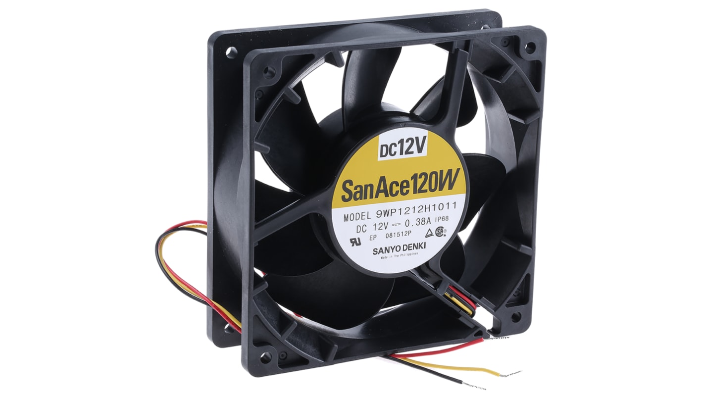 Sanyo Denki San Ace 9WP Series Axial Fan, 12 V dc, DC Operation, 168.3m³/h, 4.56W, 380mA Max, IP68, 119 x 119 x 38mm