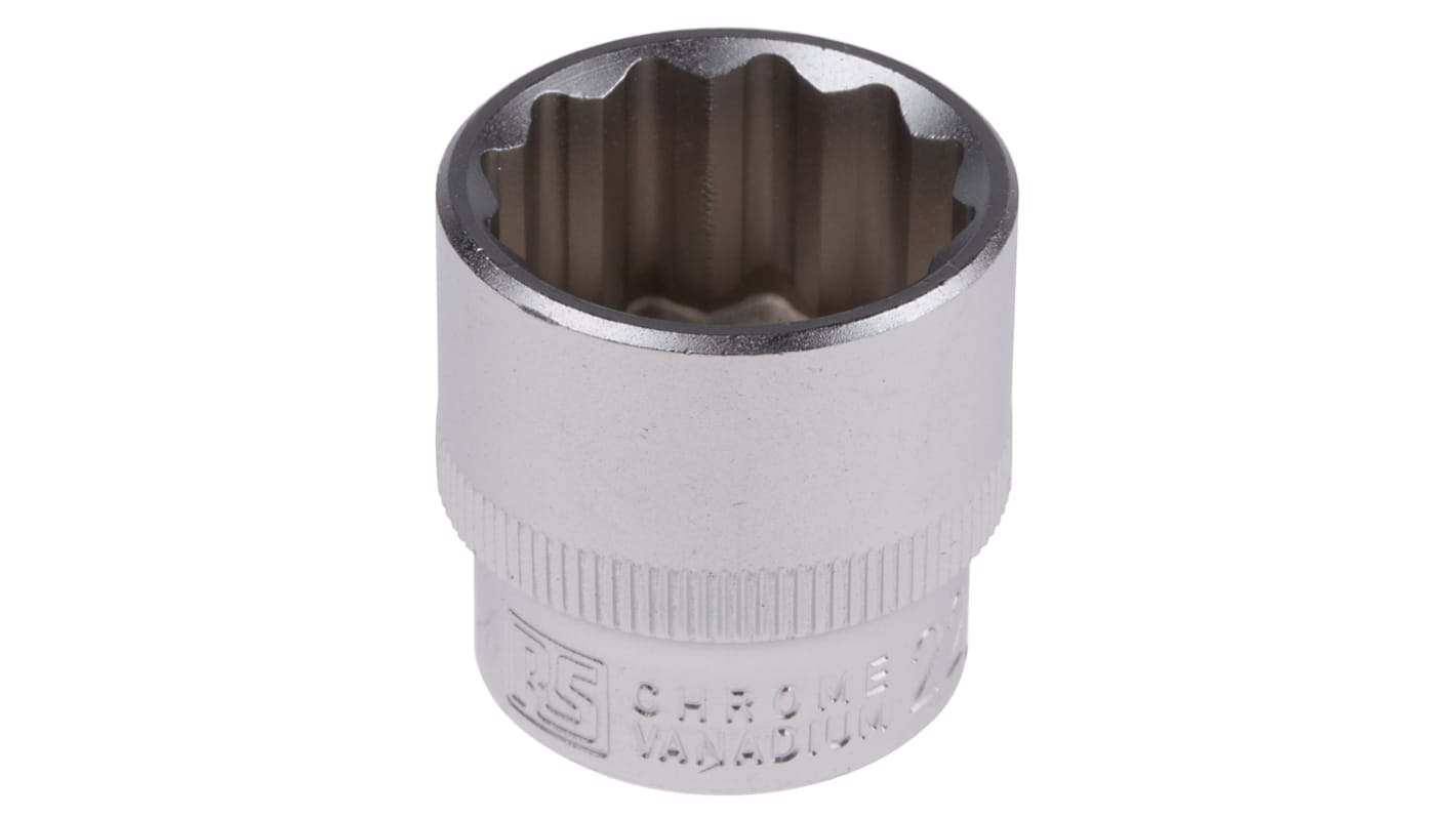 RS PRO 3/8 in Drive 22mm Standard Socket, 12 point