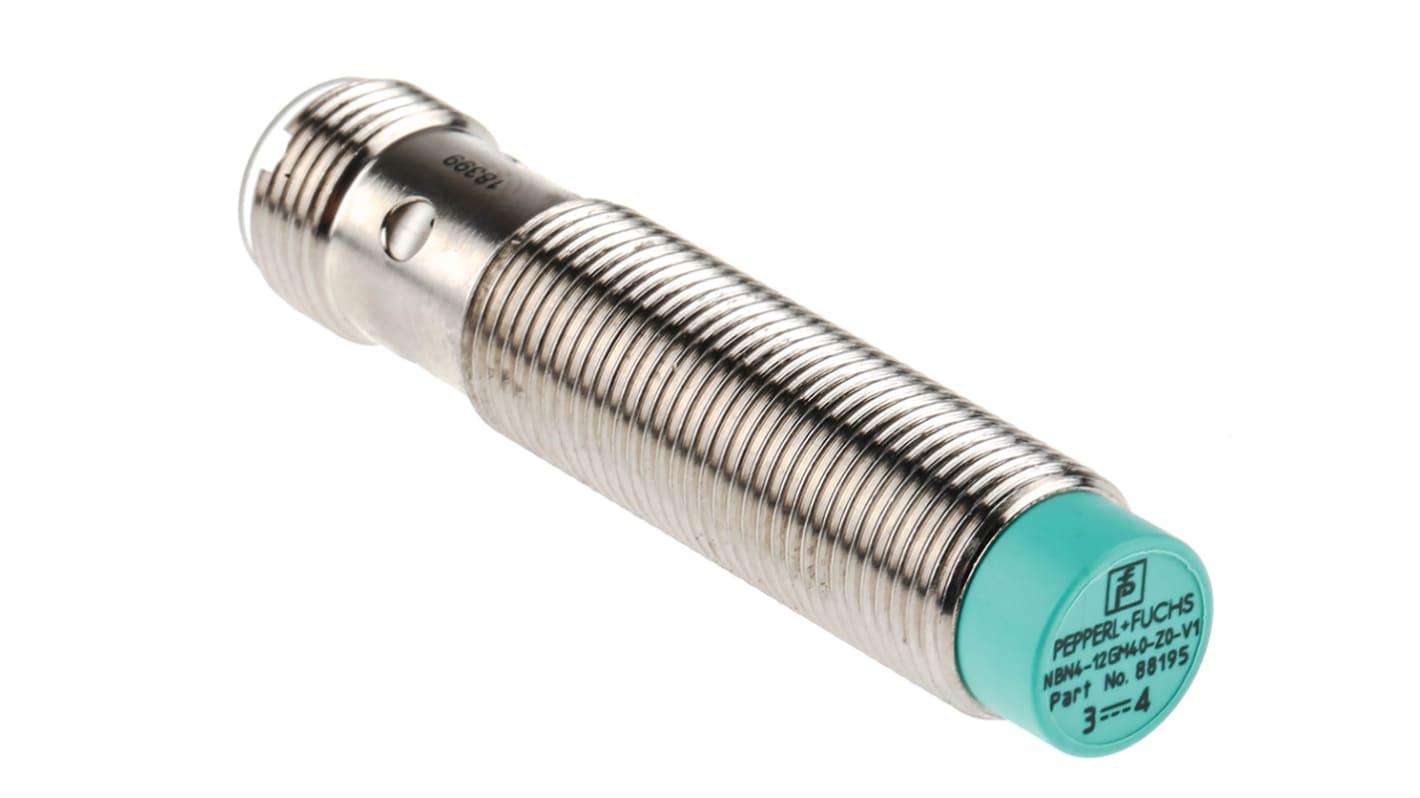 Pepperl + Fuchs Inductive Barrel-Style Proximity Sensor, M12 x 1, 4 mm Detection, 5 → 30 V dc, IP67