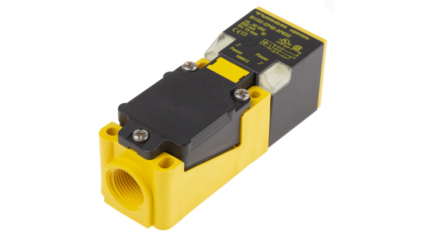 Turck Inductive Block-Style Proximity Sensor, M12 x 1, 15 mm Detection, PNP Output, 10 → 30 V dc, IP68