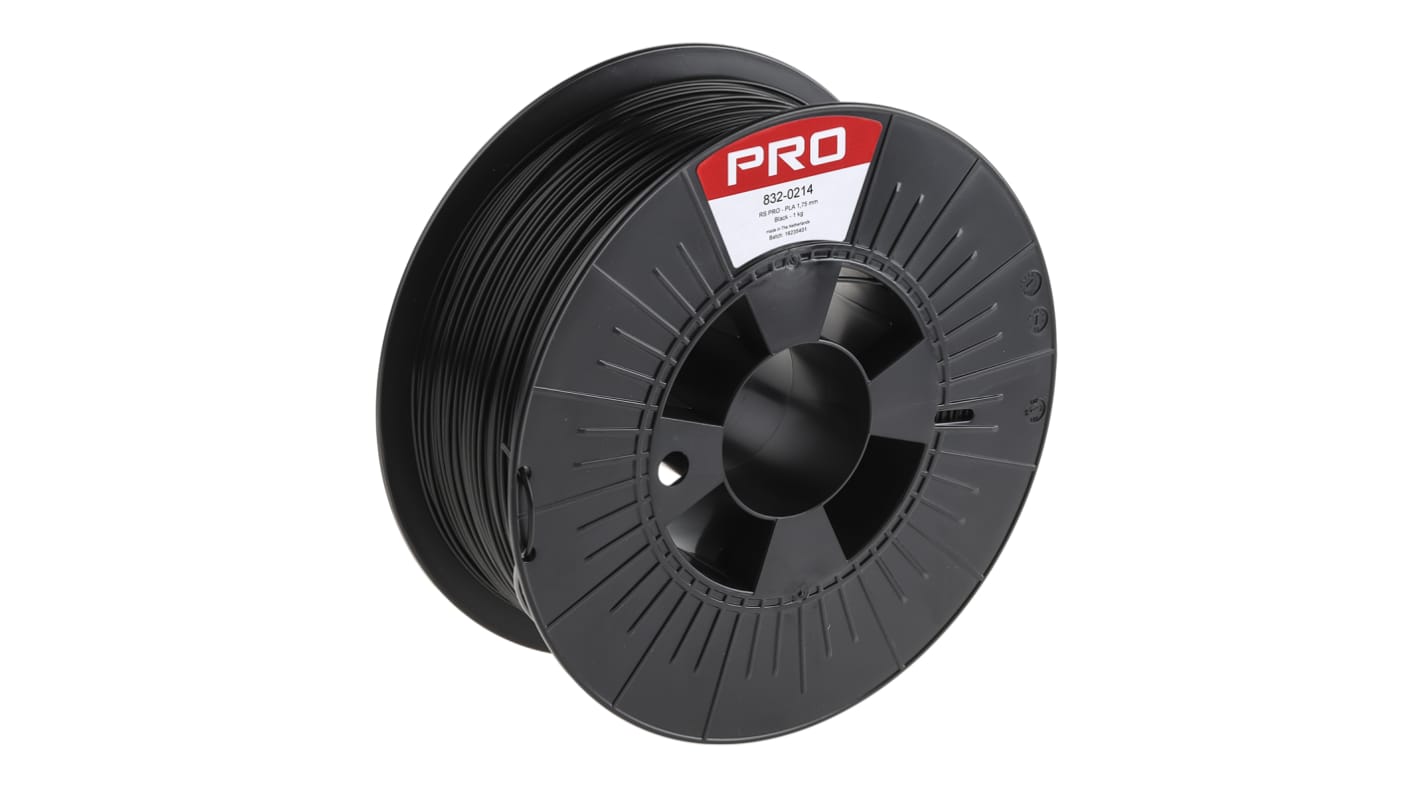 RS PRO 3Dプリンタ用フィラメント 黒 1.75mm PLA