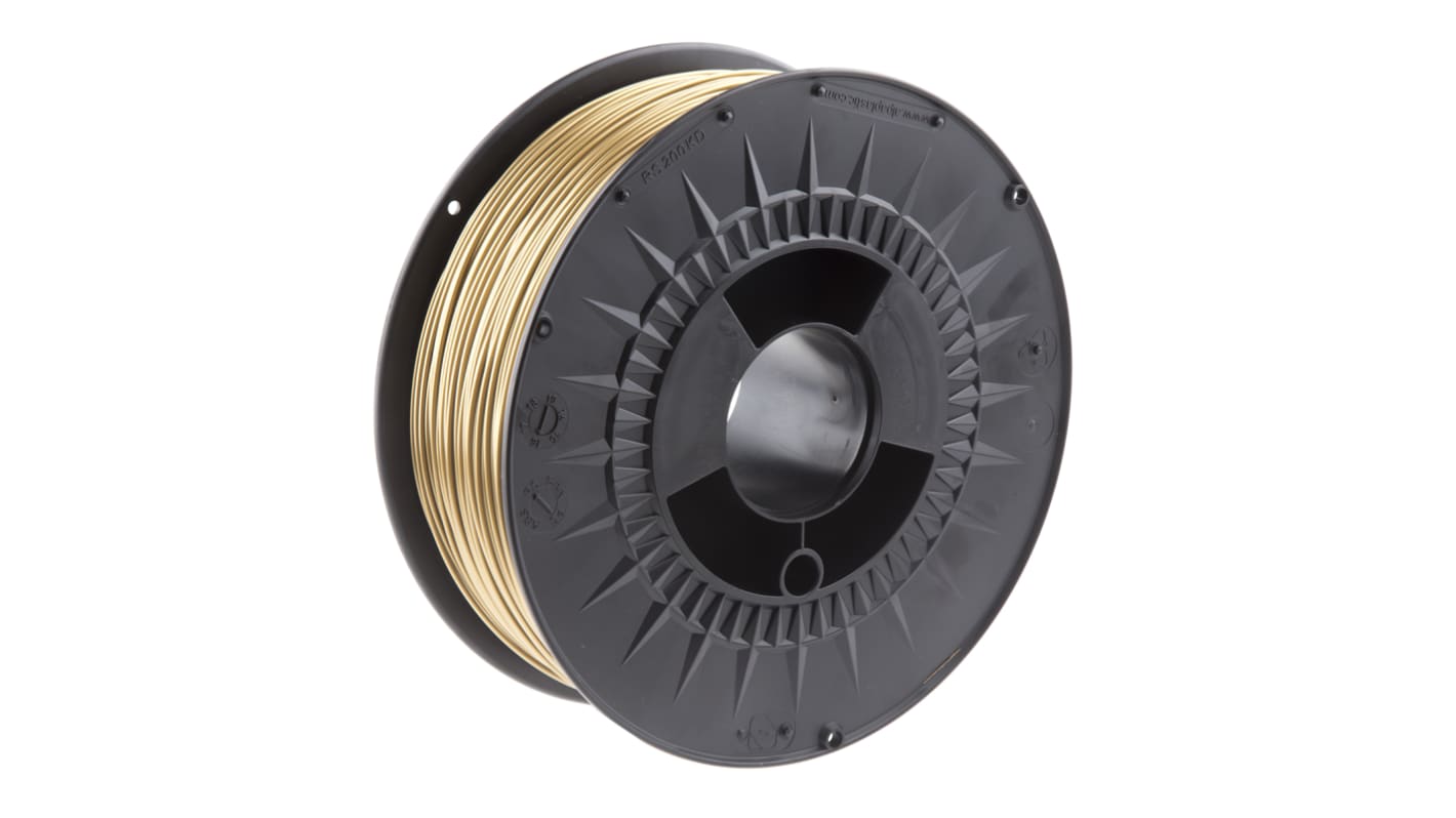 Filament pour imprimante 3D RS PRO, PLA, Ø 1.75mm, Or, 1kg, FDM