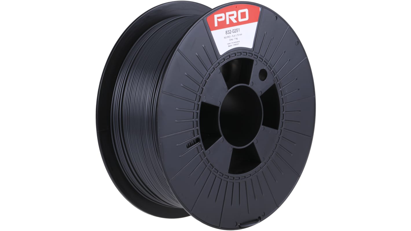 RS PRO Szürke 1.75mm Ø 3D-s nyomtatószál, 1kg PLA