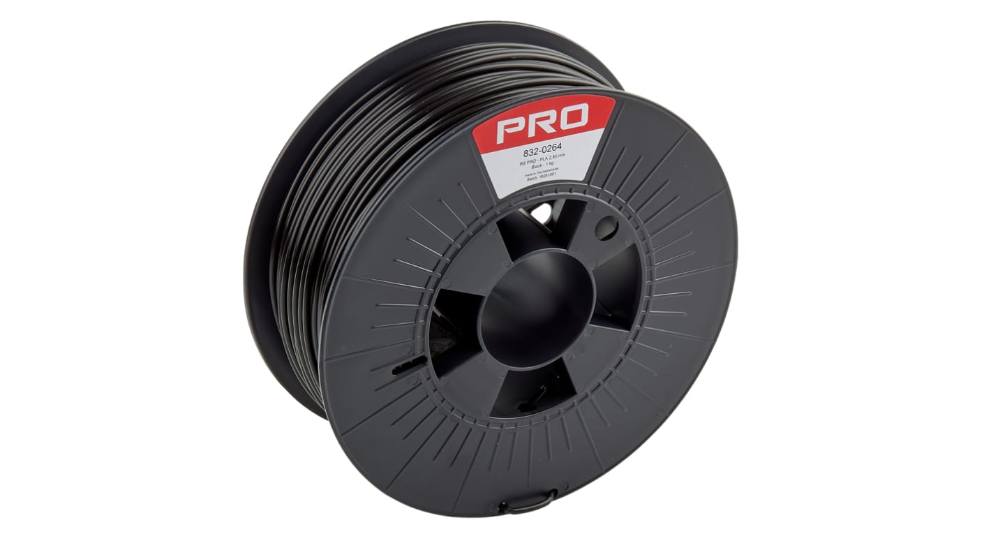 Vlákna pro 3D tiskárny, Černá 2.85mm 1kg PLA RS PRO