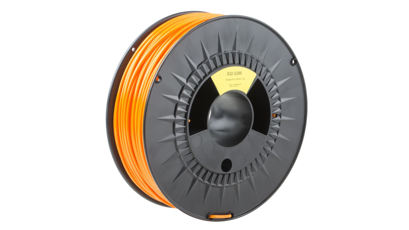 RS PRO narancs színű 2.85mm Ø 3D-s nyomtatószál, 1kg PLA