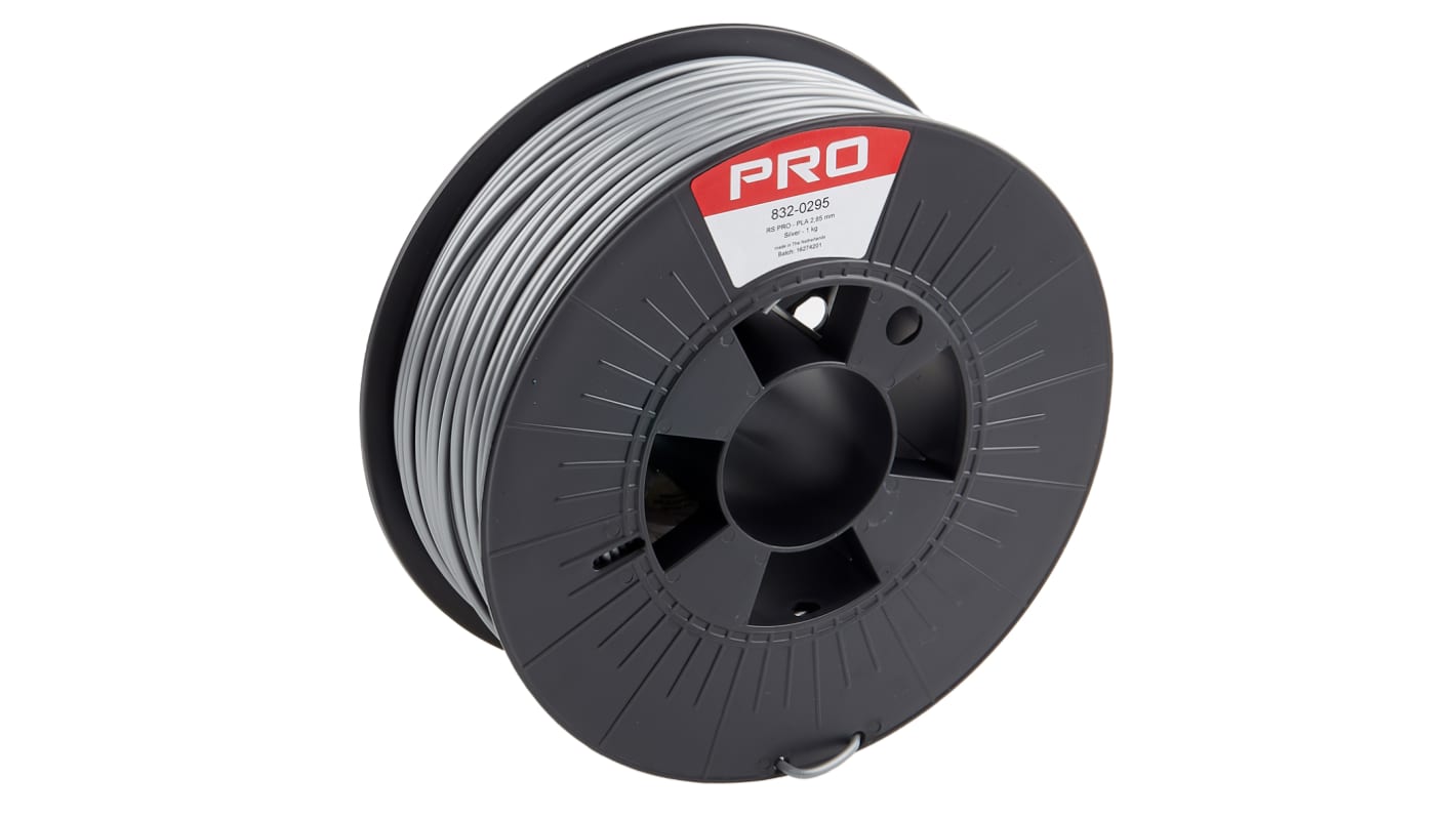 RS PRO PLA 3D-Drucker Filament zur Verwendung mit Gängige Desktop-3D-Drucker, Silber, 2.85mm, FDM, 1kg