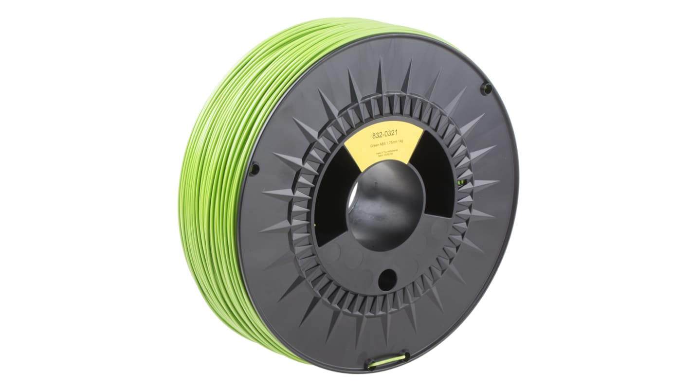 RS PRO Zöld 1.75mm Ø 3D-s nyomtatószál, 1kg ABS