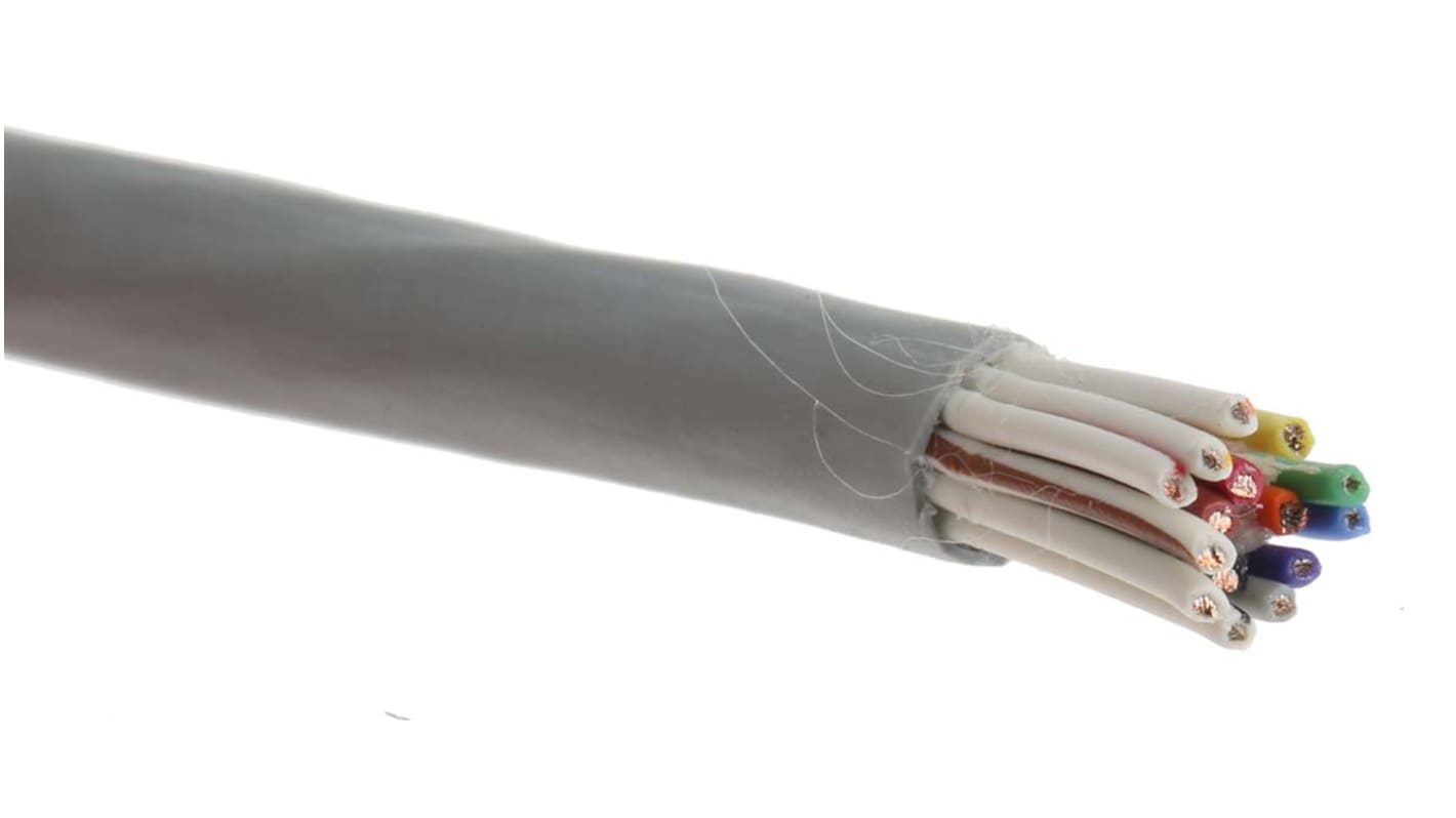 Alpha Wire Ecogen Ecocable Mini Control Cable, 15 Cores, 0.24 mm², ECO, Unscreened, 30m, Grey mPPE Sheath, 24 AWG