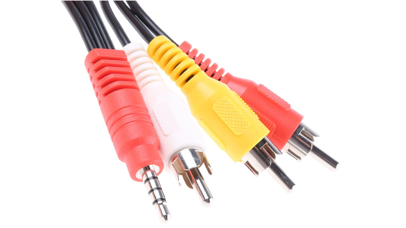 Cable auxiliar Conector jack estéreo de 3,5 mm a RCA x 3, 1.8m