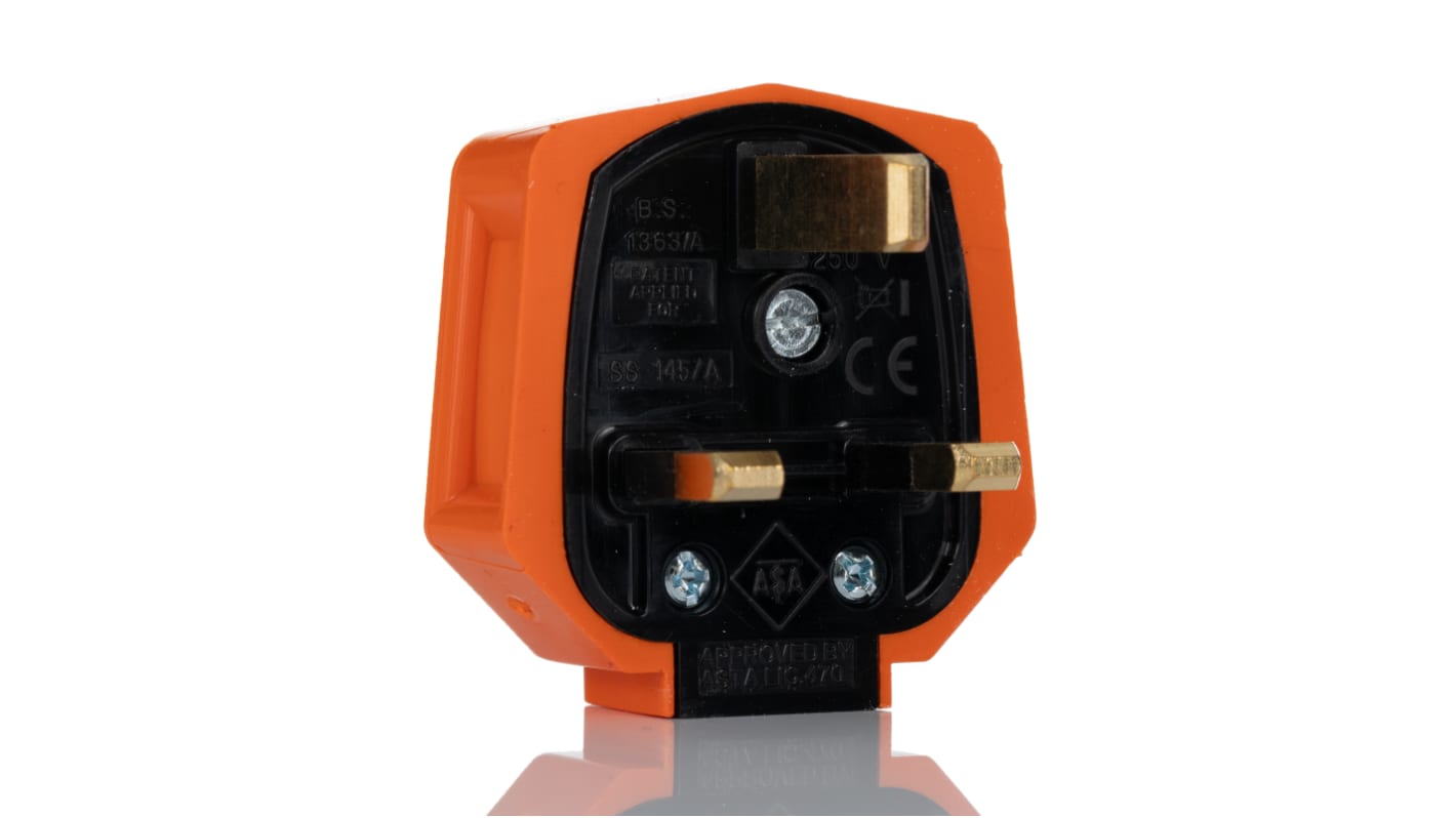 Clavija MK Electric de 3P de color Naranja, para Reino Unido, 250 V, 13A, Montaje de Cable