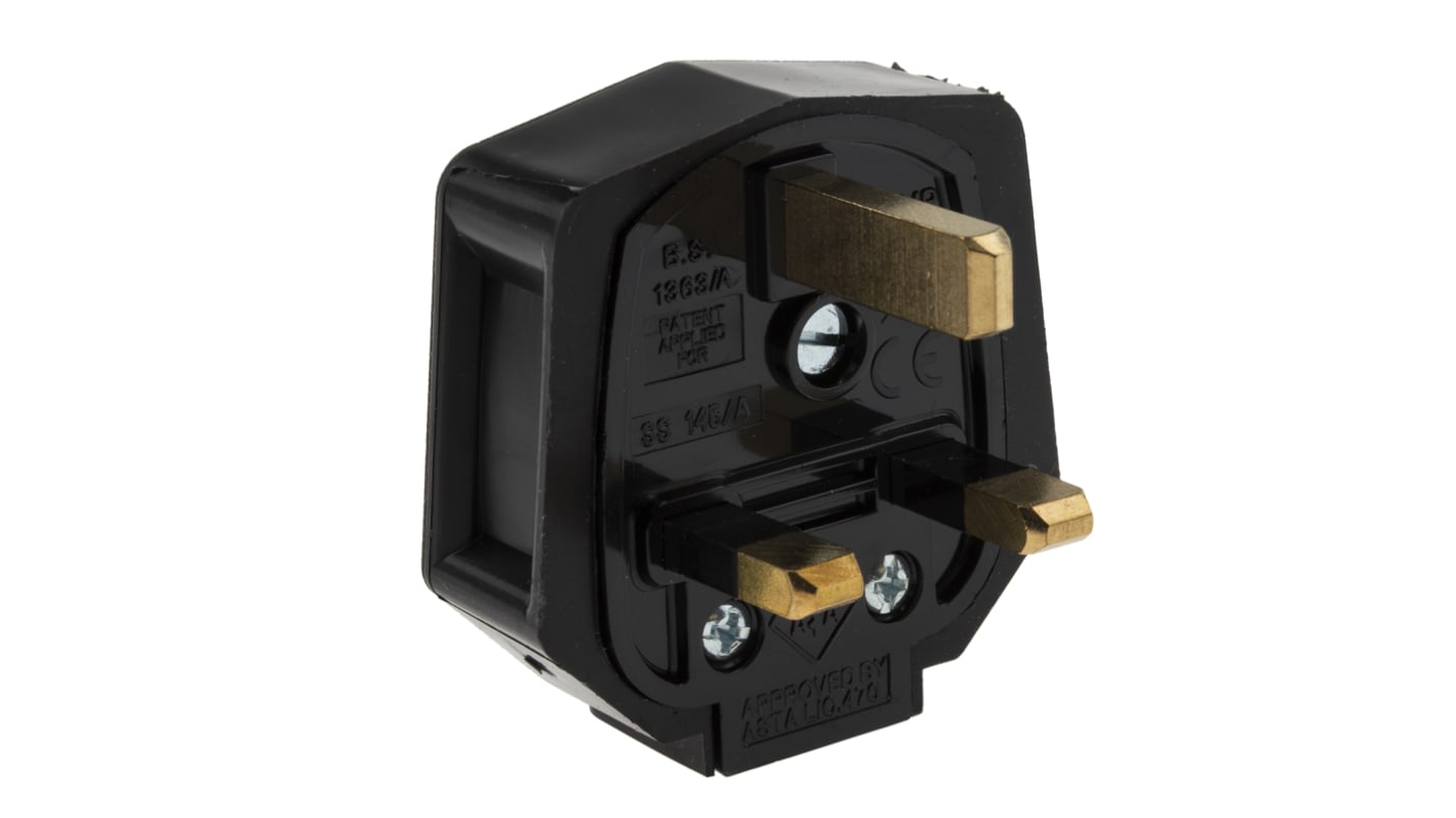 MK Electric Netzstecker Kabel, 3P Britisch, 250 V ac / 13A Schwarz, für UK