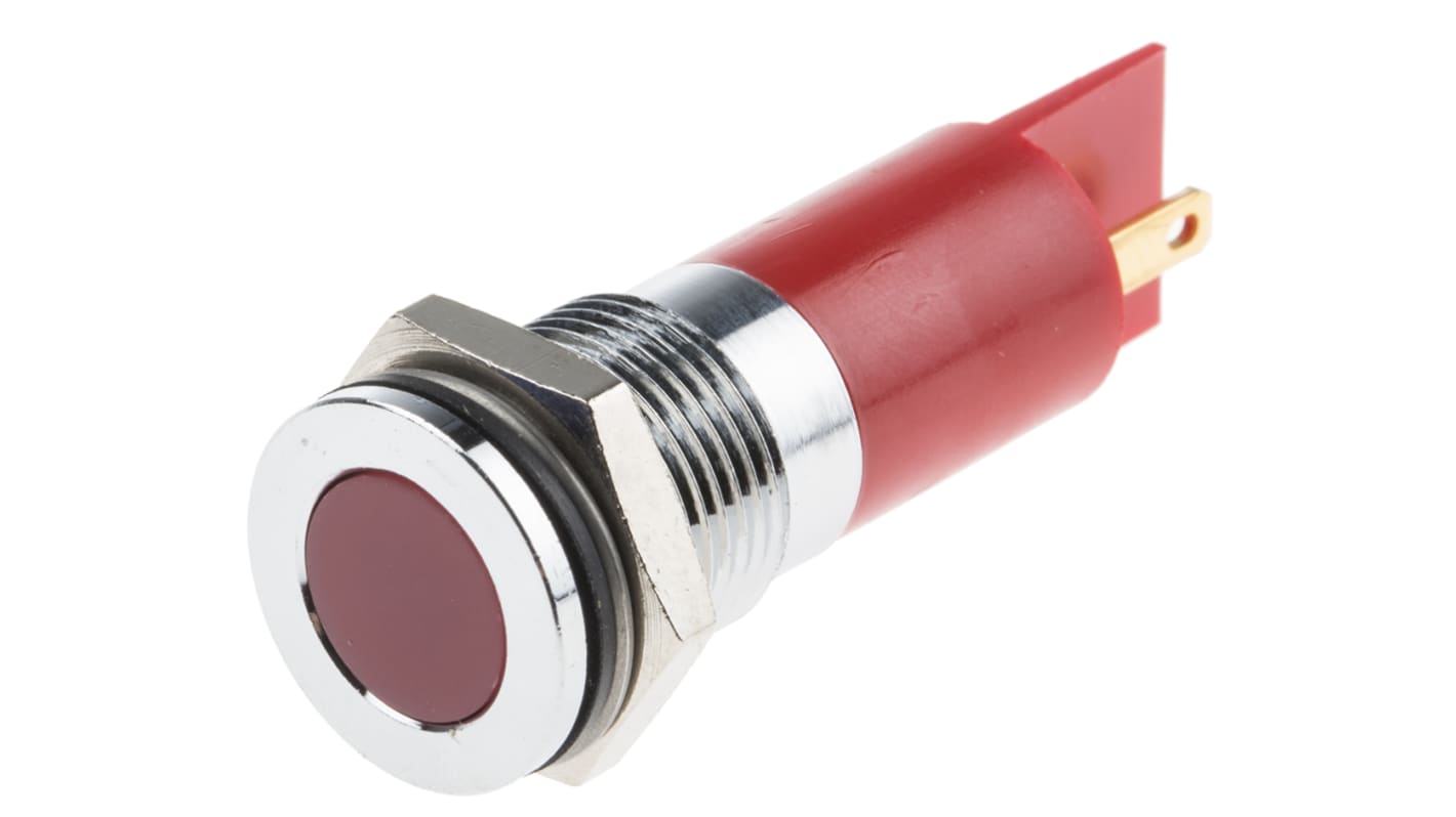 Indicatore da pannello RS PRO Rosso  a LED, 110V cc, IP67, A filo, foro da 14mm